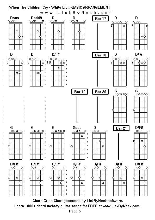 Chord Grids Chart of chord melody fingerstyle guitar song-When The Children Cry - White Lion -BASIC ARRANGEMENT,generated by LickByNeck software.